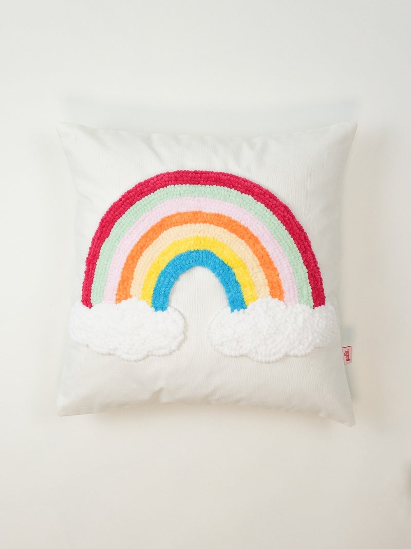 Galia Tasarım Velvet Cloud Rainbow Punch Cushion Cover - Image 1