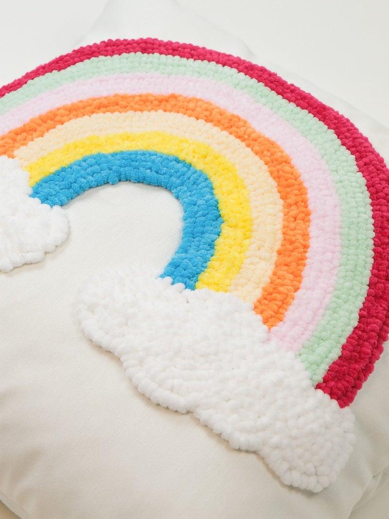 Galia Tasarım Velvet Cloud Rainbow Punch Cushion Cover - Image 3