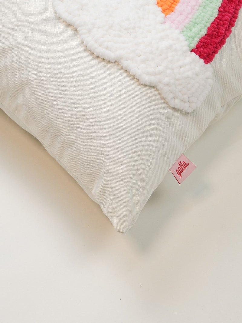 Galia Tasarım Velvet Cloud Rainbow Punch Cushion Cover - Image 5