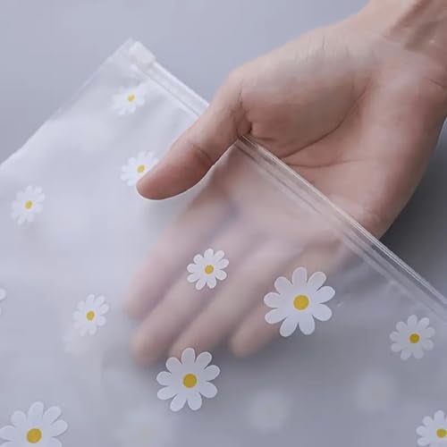 PulGos Pack of 5 Multipurpose Storage Bags – Frosted Semi-Transparent Travel Pouches with Daisy Print | Reusable Zip Bags for Toiletries, Makeup, Shoes & Gifting | Travel Packing Cubes - Image 4