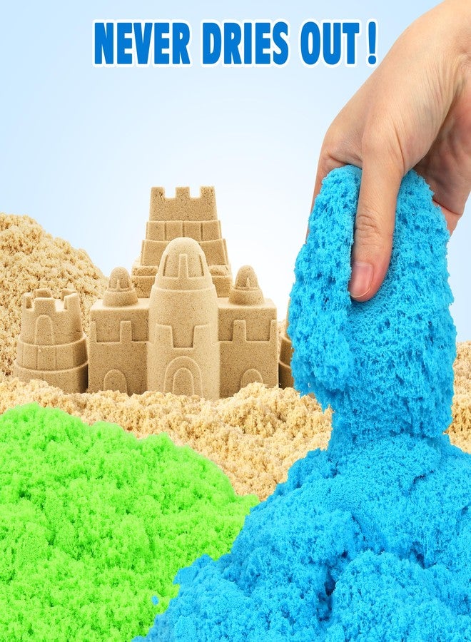 Billeeit 4.4 lbs Play Sand w/Storage Sandbox, 4-Pack(2 Yellow, 1 Blue, 1 Green) Sensory Bin Refill Sand for Shaping, Molding, Pressing, Scooping, Rolling, Self-Sticking Sand Sensory Toy for Kids 3+ - Image 4