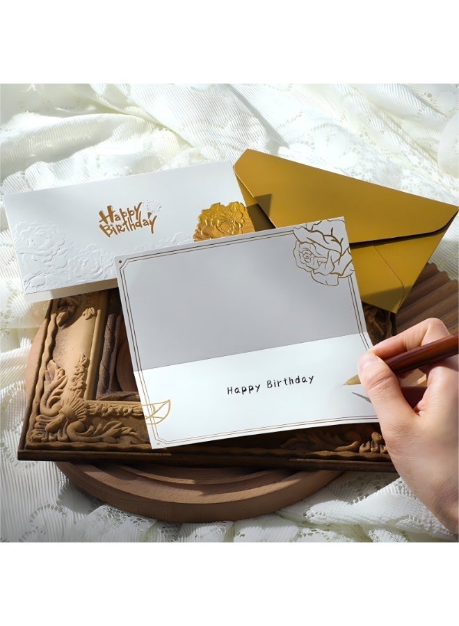 Happy Birthday Card, Relief Rose Birthday Card, Convex Rose Card, Embossed Card, Blessing Card (8.8 × 17.5 cm) (White) - Image 4