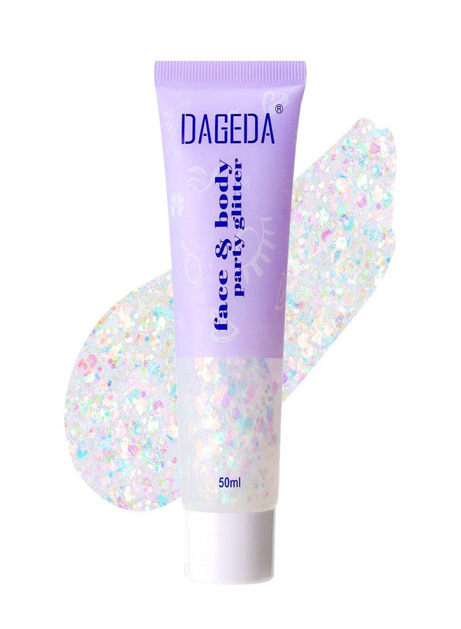 DAGEDA Rainbow Color Body Glitter Gel, Holographic Face Glitter Body Gel Rave Party Accessories, Chunky Glitters for Face Hair Nails, Cosmetic Laser Powder Festival Sequins Paint Makeup - Image 1