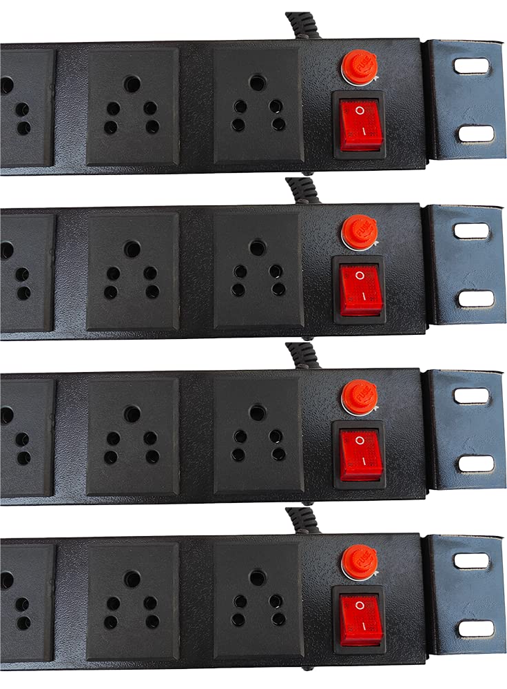 KN Group India Spike Guard Box Extension Cord Box Organizer Commercial and Household Purpose Fuse Protector 6 Socket in 1 Switch Extension Board KN with Power Cord 125 mtr Black Pack of 4  - Image 5