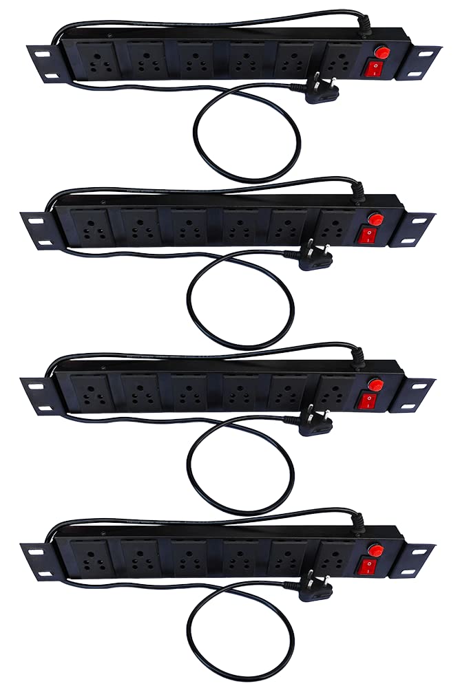 KN Group India Spike Guard Box Extension Cord Box Organizer Commercial and Household Purpose Fuse Protector 6 Socket in 1 Switch Extension Board KN with Power Cord 125 mtr Black Pack of 4  - Image 3
