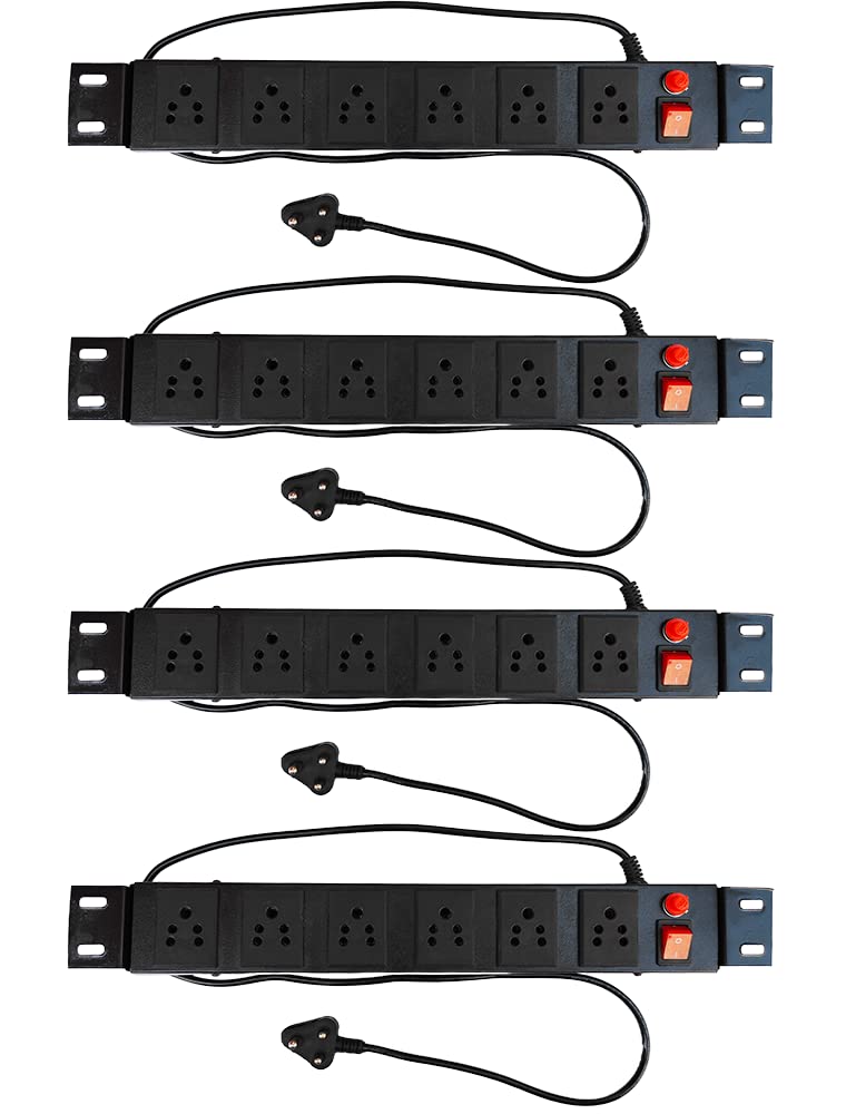 KN Group India Spike Guard Box Extension Cord Box Organizer Commercial and Household Purpose Fuse Protector 6 Socket in 1 Switch Extension Board KN with Power Cord 125 mtr Black Pack of 4  - Image 4