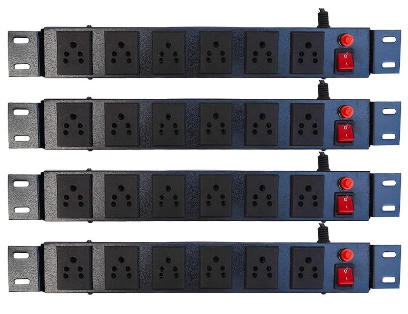KN Group India Spike Guard Box Extension Cord Box Organizer Commercial and Household Purpose Fuse Protector 6 Socket in 1 Switch Extension Board KN with Power Cord 125 mtr Black Pack of 4  - Image 1
