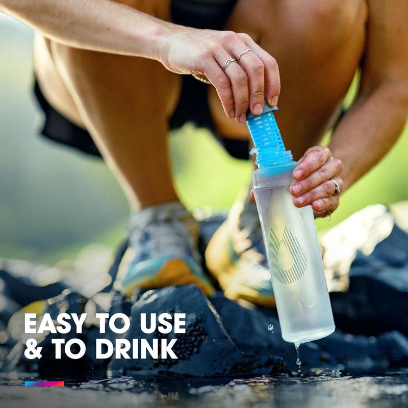 HydraPak UltraFlask 500ml  Filtered Compressible Soft Flask Water Bottle for Hydration Vests and Running Packs with Integrated Water Filter 500ml  17oz - Image 4