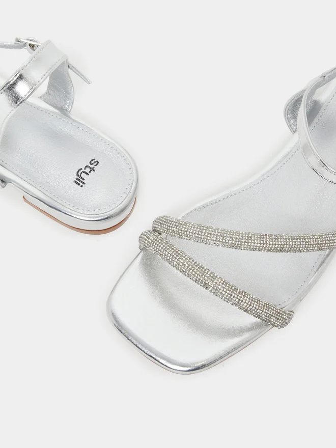 Styli  Silver Embellished Strappy Sandals for Women | Best Price UAE