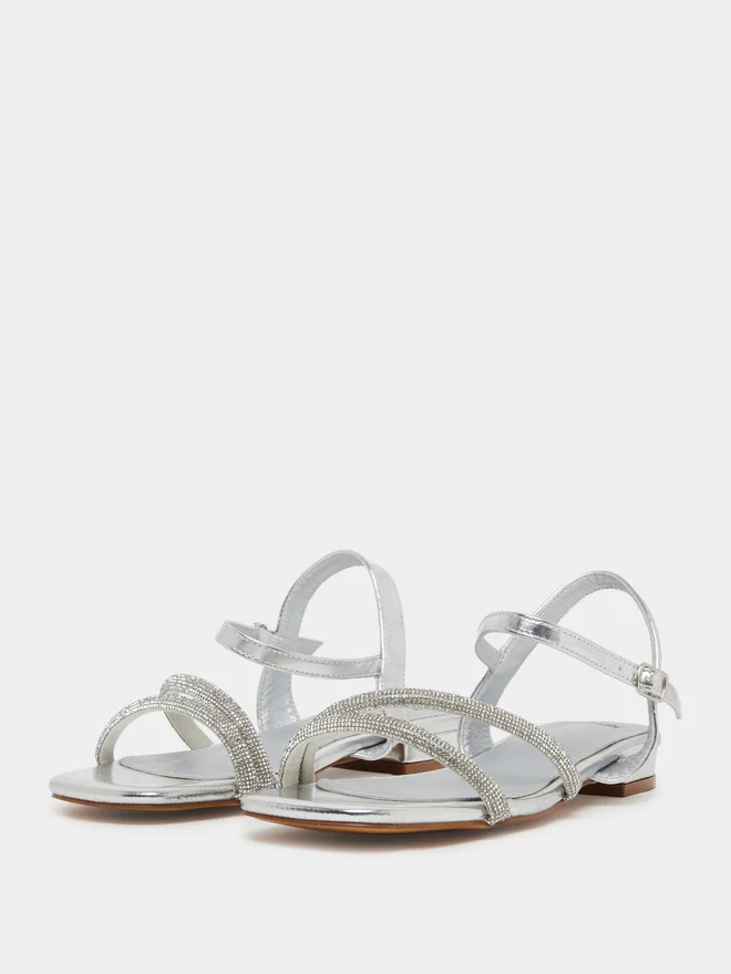 Styli  Silver Embellished Strappy Sandals for Women | Best Price UAE