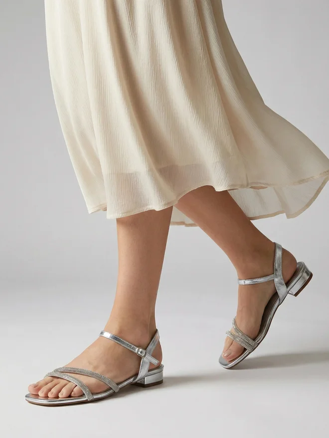 Styli  Silver Embellished Strappy Sandals for Women | Best Price UAE