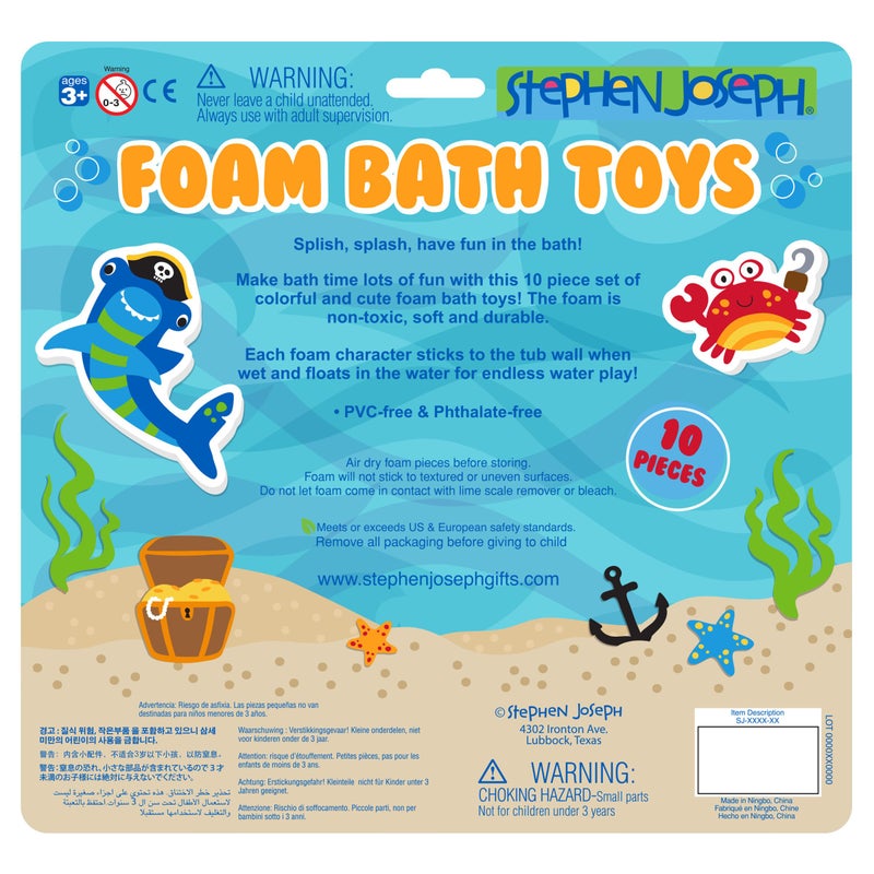 Stephen Joseph, Floating Foam Bath Character 10-Piece Toy Set, Shark - Image 2