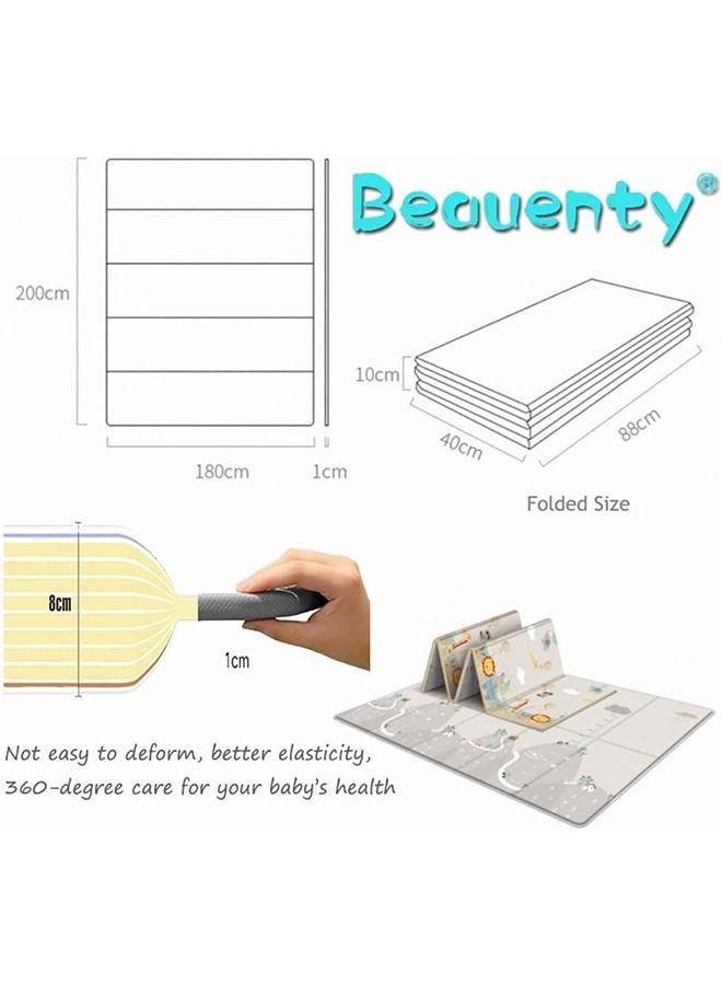بيوينتي طفل لعبة حصيرة ، 200 * 180cm للماء المضادة للانزلاق حجم كبير مزدوج لعبة حصيرة الزحف حصيرة ، سوبر سميكة لينة لعبة طفل حصيرة أو التخييم حصيرة غرفة نوم غرفة المعيشة أفخم السجاد المنطقة ( ب ) - Image 3
