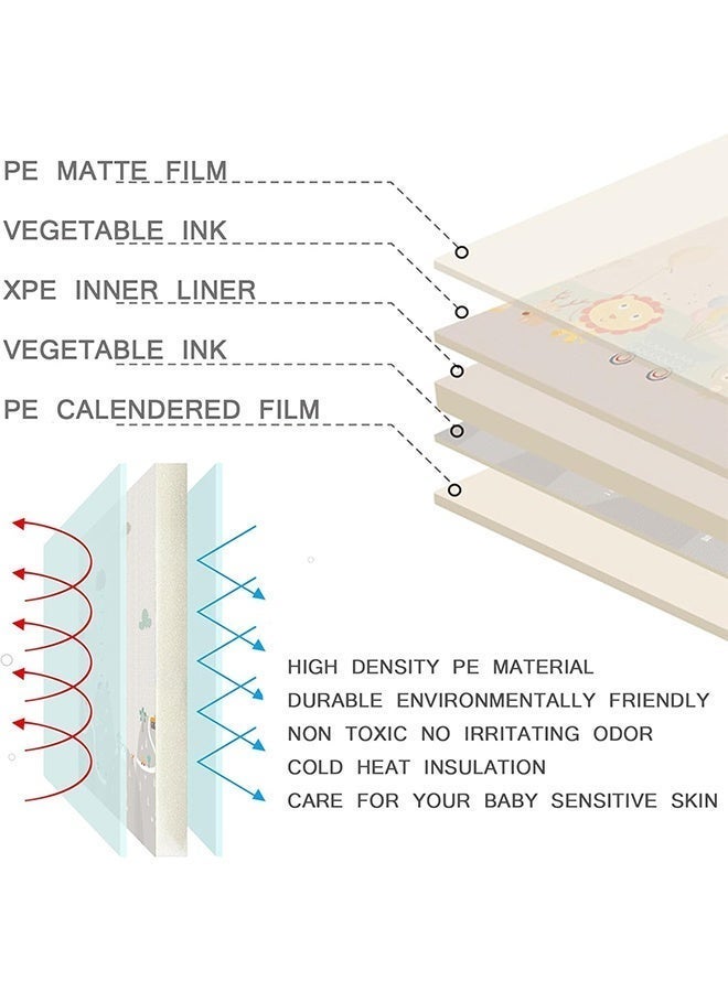بيوينتي طفل لعبة حصيرة ، 200 * 180cm للماء المضادة للانزلاق حجم كبير مزدوج لعبة حصيرة الزحف حصيرة ، سوبر سميكة لينة لعبة طفل حصيرة أو التخييم حصيرة غرفة نوم غرفة المعيشة أفخم السجاد المنطقة ( ب ) - Image 4