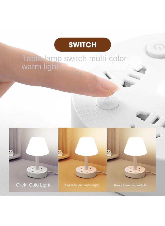 Bluejw [Three Jacks 0.8 M With USB] Eye Protection Multifunctional Desk Lamp Socket Learning Bedside Night Lamp Plug Bedside Lamp - Image 5