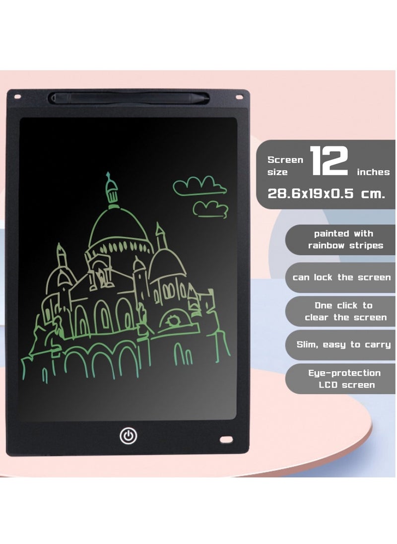 تابلت كتابة LCD محمول مقاس 12 بوصة للرسم والجرافيتي، أسود  - Image 2