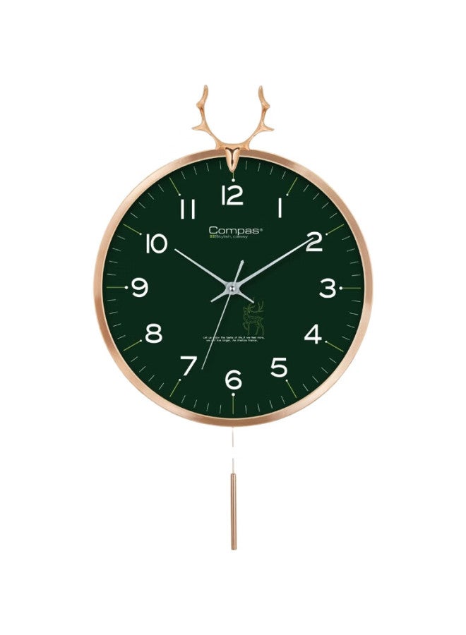 Compas (Compas) Wall Clock Living Room European Style Pendulum Clock Creative Clock Bedroom Quartz Clock Wall-Mounted C3245 Green 36Cm - Image 3