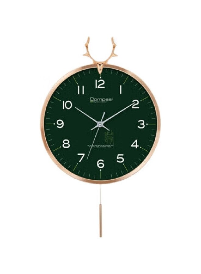 Compas (Compas) Wall Clock Living Room European Style Pendulum Clock Creative Clock Bedroom Quartz Clock Wall-Mounted C3245 Green 36Cm - Image 2
