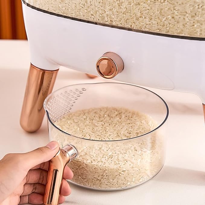 Brikipth Food Rice Storage Box Transparent Visible Multifunctional Dry Food Rice Storage Bucket Space Saving Heat Resistant for Kitchen - Image 2