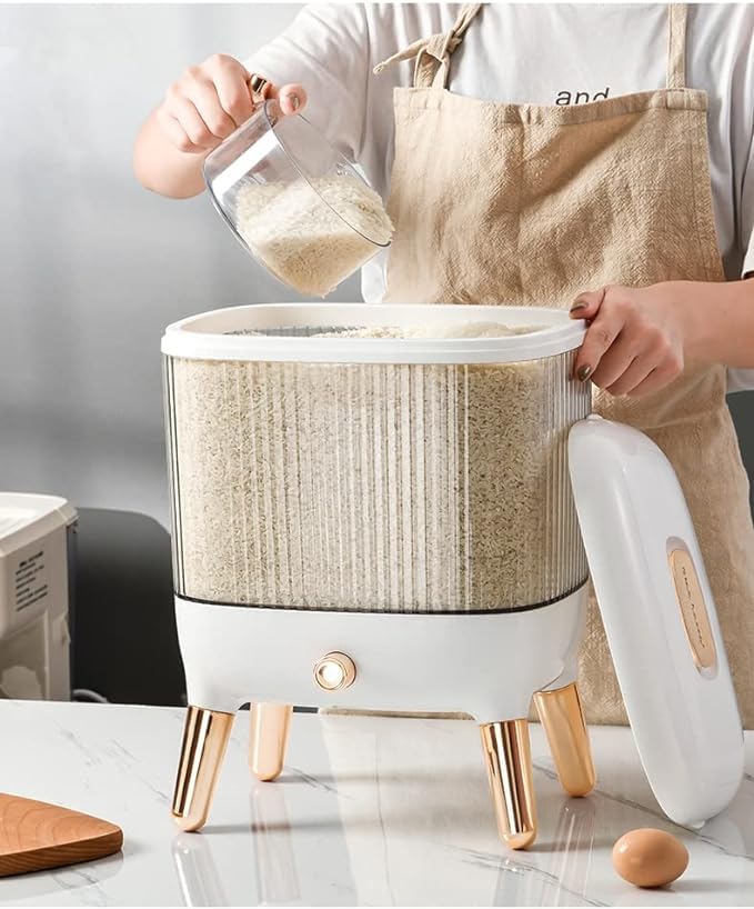 Brikipth Food Rice Storage Box Transparent Visible Multifunctional Dry Food Rice Storage Bucket Space Saving Heat Resistant for Kitchen - Image 3