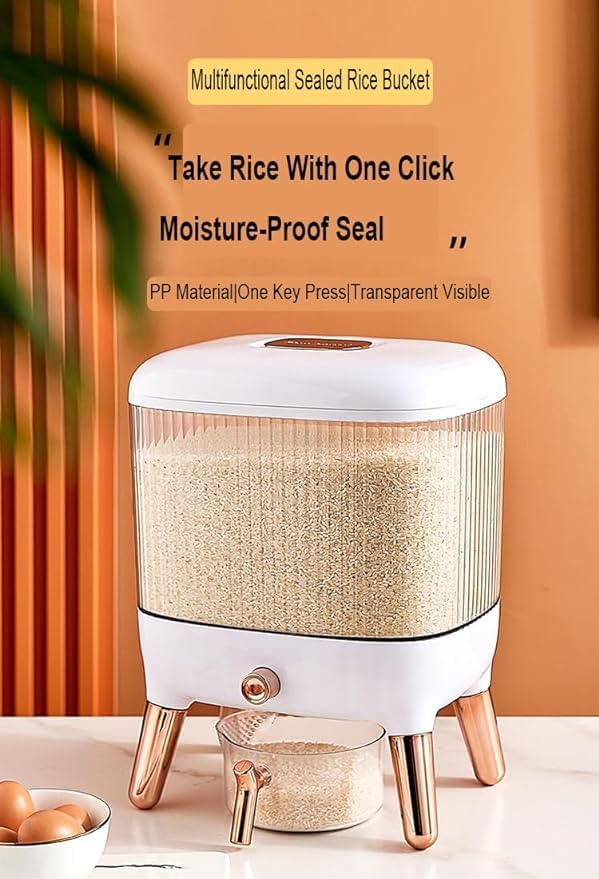 Brikipth Food Rice Storage Box Transparent Visible Multifunctional Dry Food Rice Storage Bucket Space Saving Heat Resistant for Kitchen - Image 4