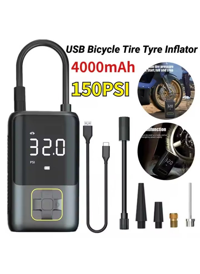 MUNTAQI Car Tire Inflator Portable Air Compressor – 150PSI Cordless Air Pump with LED Light & Digital Display, 4000mAh Rechargeable Battery for Car, Motorcycle, Bike, Balls & Inflatables - Image 3