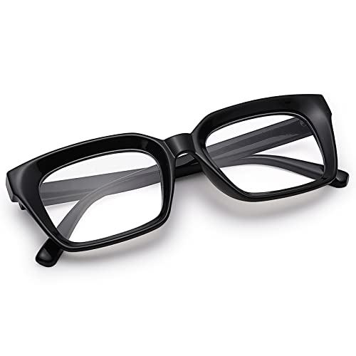 COASION Blue Light Blocking Eyeglasses Classic Thick Square Rim Frame Eyewear for Women Men (Bright Black) - Image 3