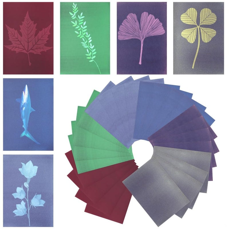 Cyanotype Paper Kit 24 Sheets In 6 Colors DIY Solar Printing For Kids And Adults - Image 4