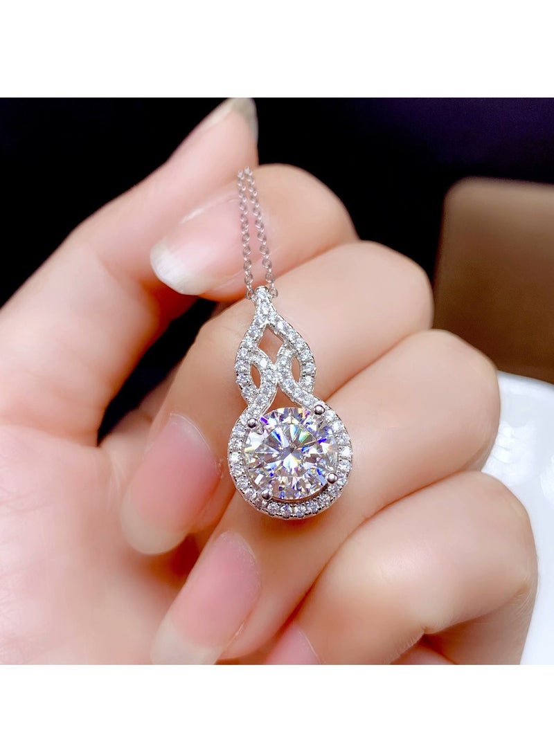M MIAOYAN Sparkling Simulated Moissanite Pendant Necklace – Classic Four-Prong Gourd Design for Women  - Image 1