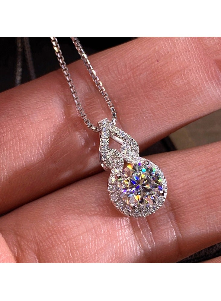 M MIAOYAN Sparkling Simulated Moissanite Pendant Necklace – Classic Four-Prong Gourd Design for Women  - Image 2