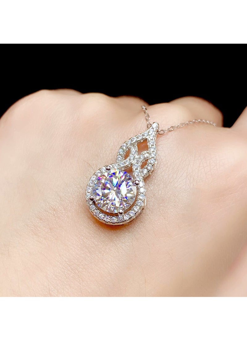 M MIAOYAN Sparkling Simulated Moissanite Pendant Necklace – Classic Four-Prong Gourd Design for Women  - Image 3