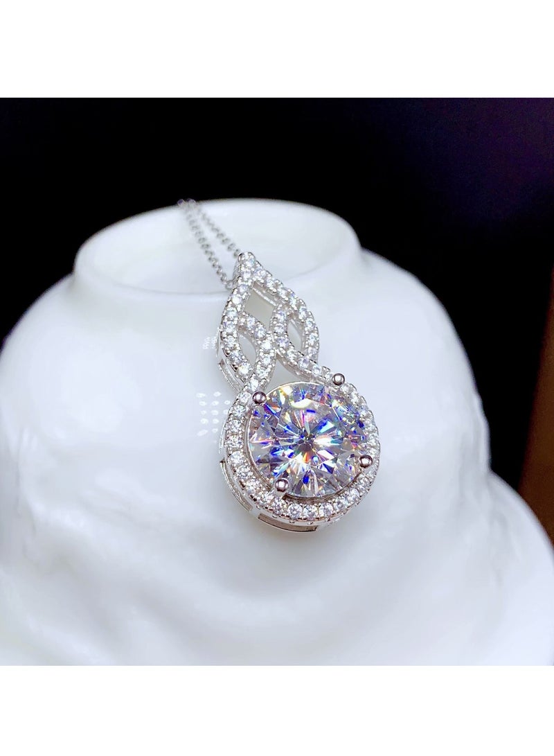 M MIAOYAN Sparkling Simulated Moissanite Pendant Necklace – Classic Four-Prong Gourd Design for Women  - Image 4