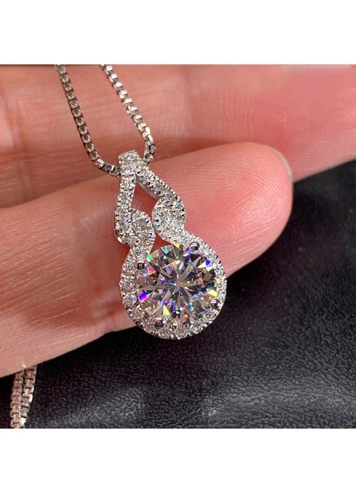 M MIAOYAN Sparkling Simulated Moissanite Pendant Necklace – Classic Four-Prong Gourd Design for Women  - Image 5