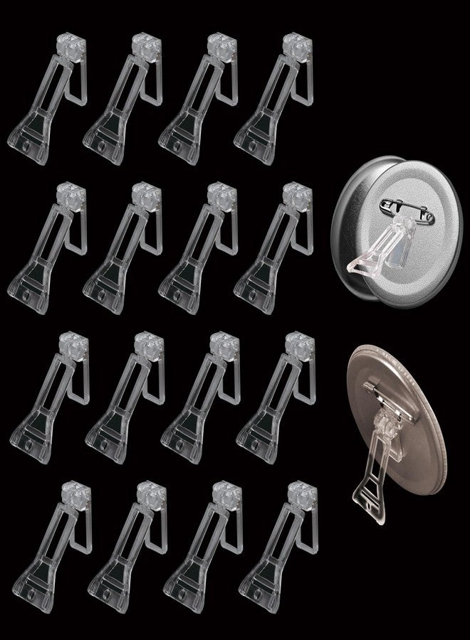 SnowTing 20 PCS Badge Button Adhesive Base Stands, Clear Self-adhesive Foldable Mini Acrylic Display Easel Holder for Badge, Transparent Magnetic Card Brick, Trading Card Sleeves, 1.77 x 1 Inch - Image 1