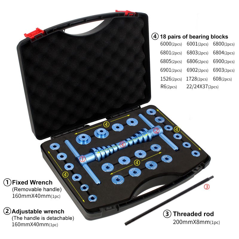Suprwin Bicycle Bearing Press Set For Wheels/Hub Bearing Installation Bicycle Soft Tail Frame Turning Point Bearing Hub Assembly Tool-25Pcs - Image 2