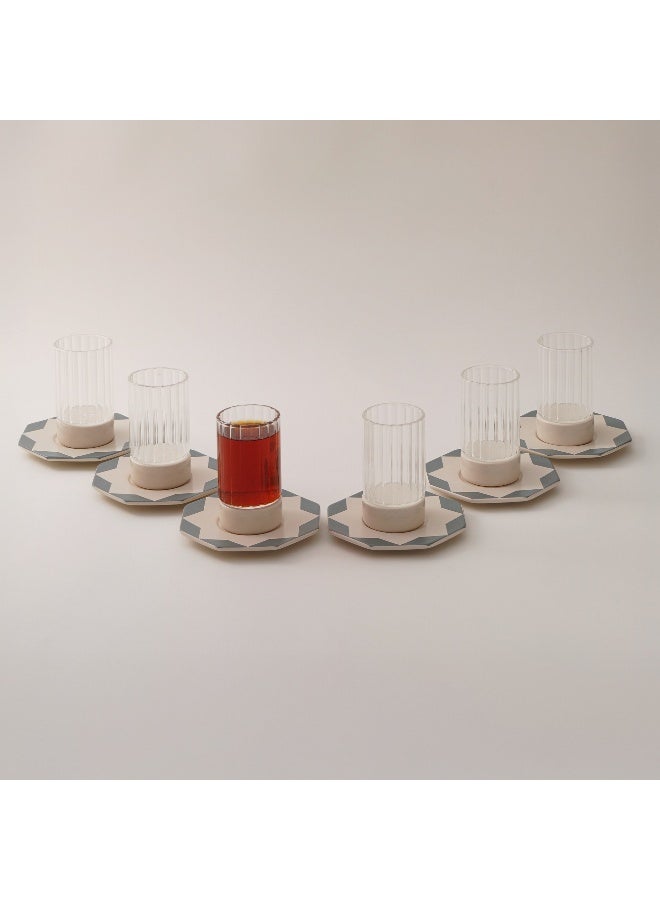 Dallaty 12Pcs Porcelain Collection Tea Set Taibah Collection, Cream - Image 5
