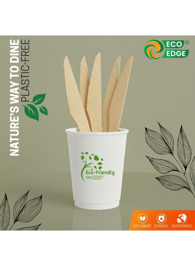 EcoEdge Planet Friendly Wooden Heavy-Duty Knife (50 Pack) 140 MM | Stylish, Natural, Sustainable, Recyclable, Plastic and BPA Free | For Birthday Party, Events, Picnic and Takeout | 100% Compostable - Image 4