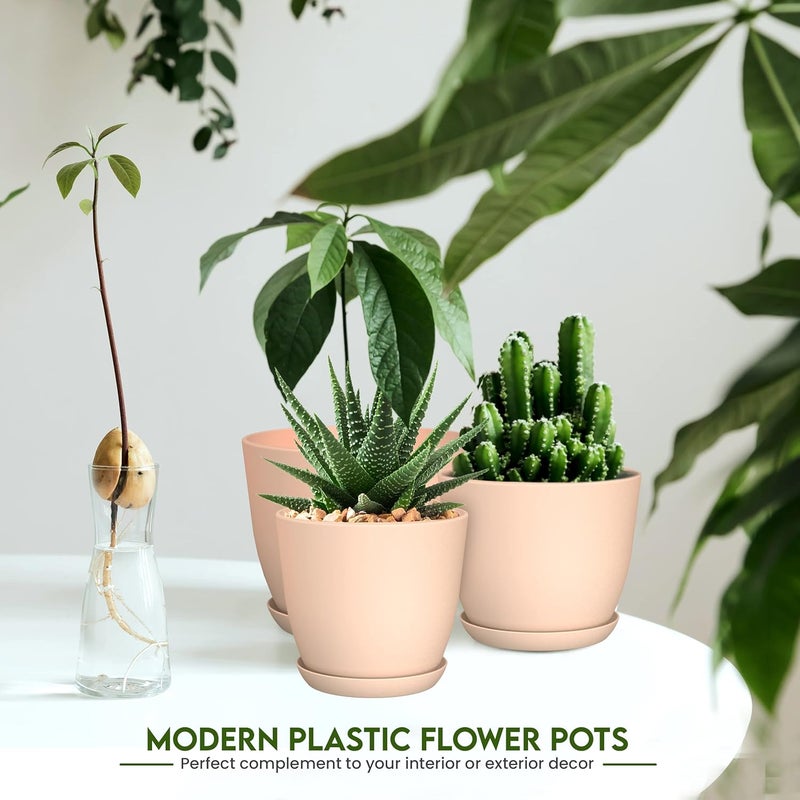 Utopia Home Pack of 5 Flower Pots 18/17/15/13/12 cm Planter with Saucer for Kitchen, Balcony Flower Pots with Saucer, Garden Plants, Nursery Flower Pot for Indoor Plants, Pink - Image 5