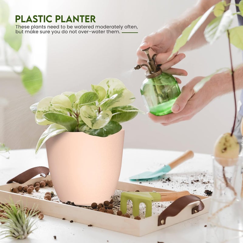 Utopia Home Pack of 5 Flower Pots 18/17/15/13/12 cm Planter with Saucer for Kitchen, Balcony Flower Pots with Saucer, Garden Plants, Nursery Flower Pot for Indoor Plants, Pink - Image 4