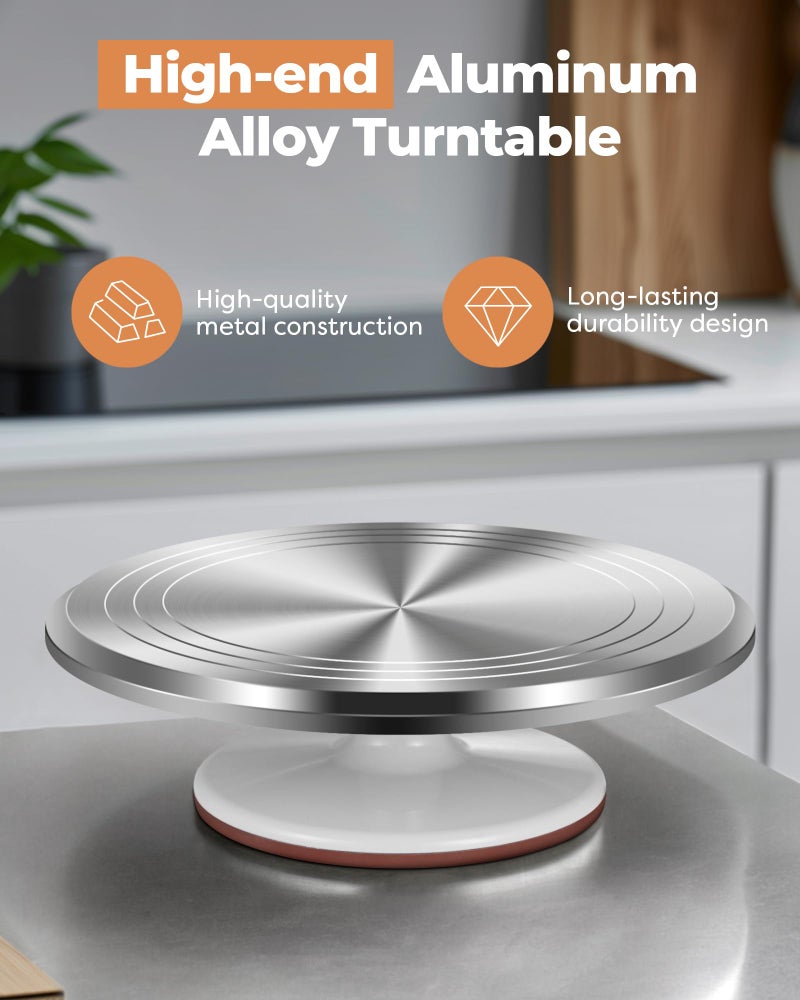 Kootek Aluminium Alloy Revolving Cake Stand 12 Inch Rotating Cake Turntable for Cake, Cupcake Decorating Supplies for Mother's Day - Image 4