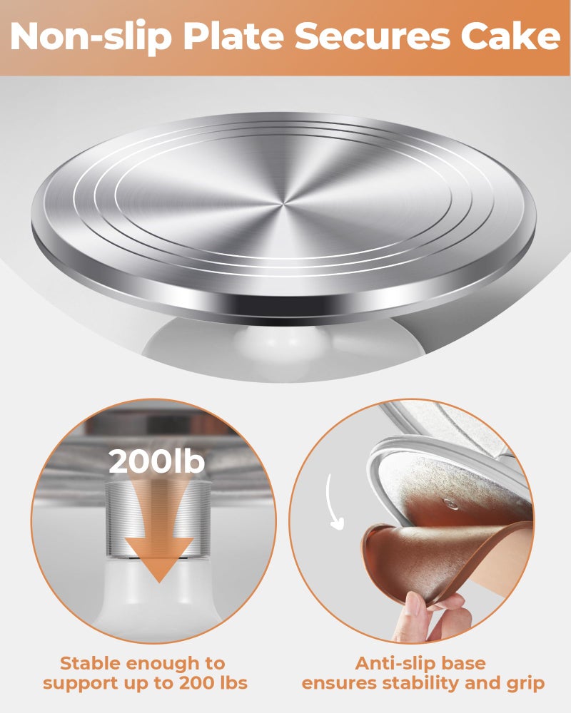 Kootek Aluminium Alloy Revolving Cake Stand 12 Inch Rotating Cake Turntable for Cake, Cupcake Decorating Supplies for Mother's Day - Image 5