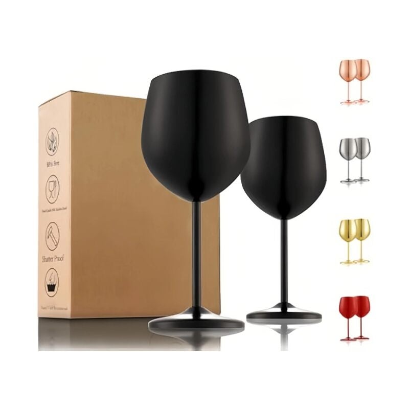 Stainless Steel Wine Glasses Set of 2-Mothers Day Gifts for Mom, 18oz Unbreakable Unique Metal Wine Glass Ideal Gift for Outdoor, Travel, Camping, Pool - Image 1