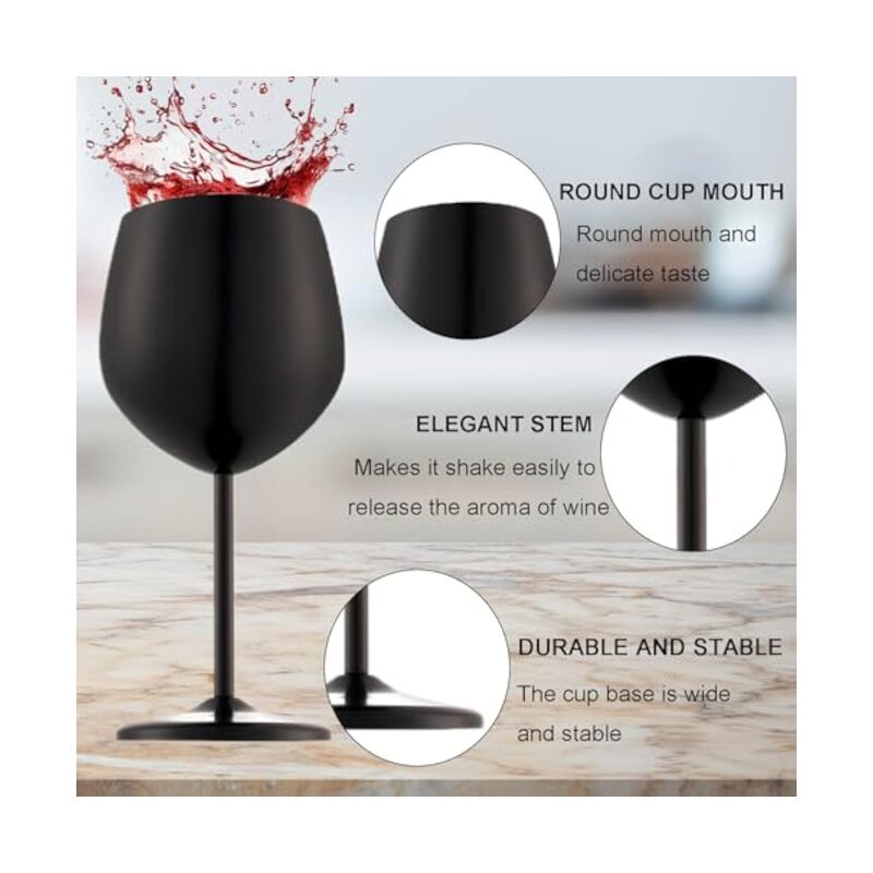 Stainless Steel Wine Glasses Set of 2-Mothers Day Gifts for Mom, 18oz Unbreakable Unique Metal Wine Glass Ideal Gift for Outdoor, Travel, Camping, Pool - Image 3
