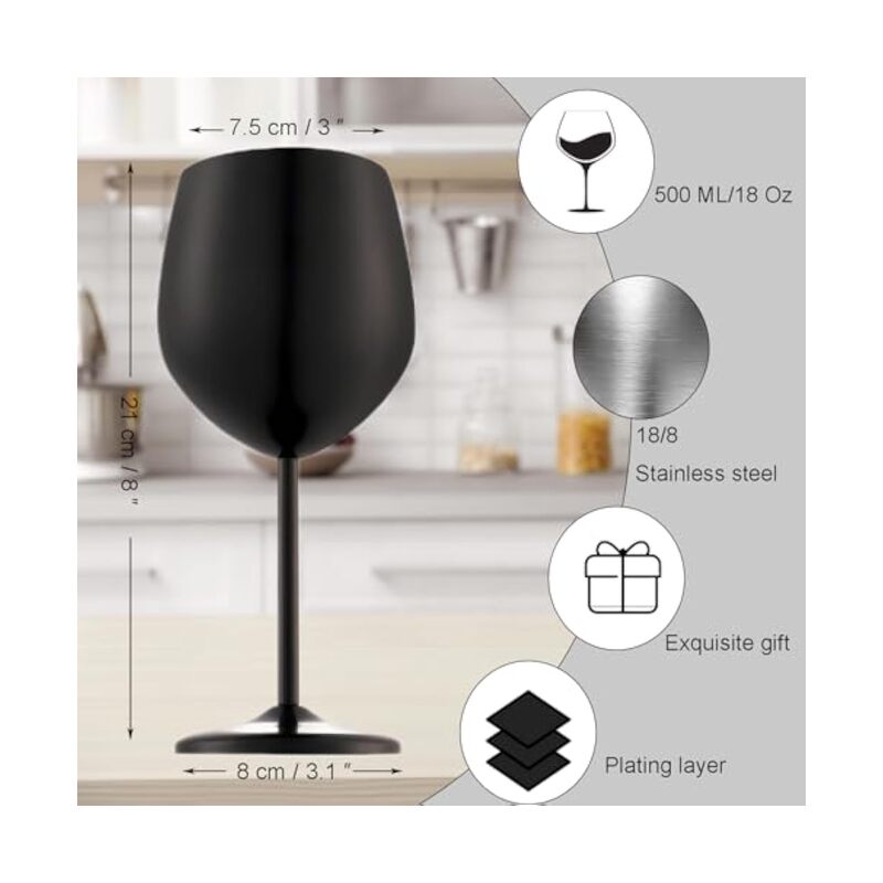 Stainless Steel Wine Glasses Set of 2-Mothers Day Gifts for Mom, 18oz Unbreakable Unique Metal Wine Glass Ideal Gift for Outdoor, Travel, Camping, Pool - Image 4