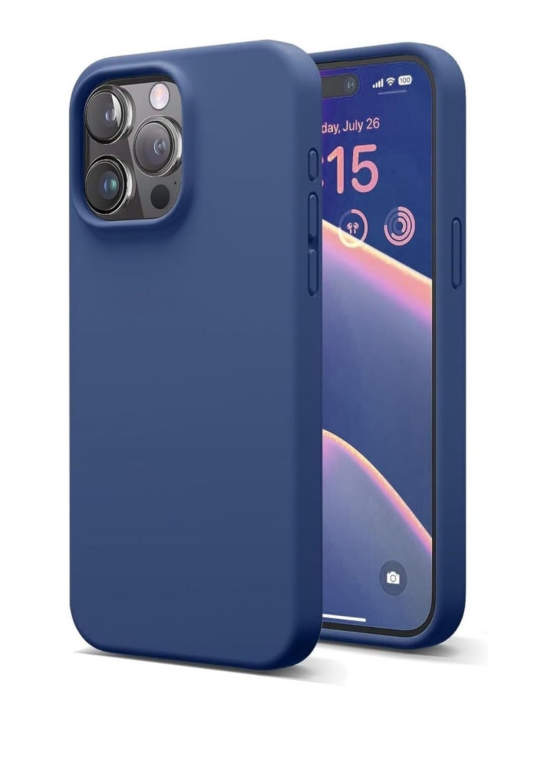 Compatible with iPhone 12 Pro Max Case, Liquid Silicone Case, Full Body Protective Cover, Shockproof, Slim Phone Case, Anti-Scratch Soft Microfiber Lining (Blue) - Image 1
