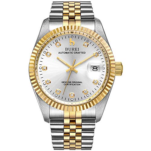 BUREI Men's Luxury Automatic Watch Two Tones Stainless Steel Dress Wrist Watches Self-Winding - Image 3