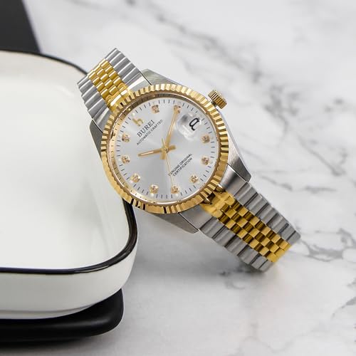 BUREI Men's Luxury Automatic Watch Two Tones Stainless Steel Dress Wrist Watches Self-Winding - Image 4