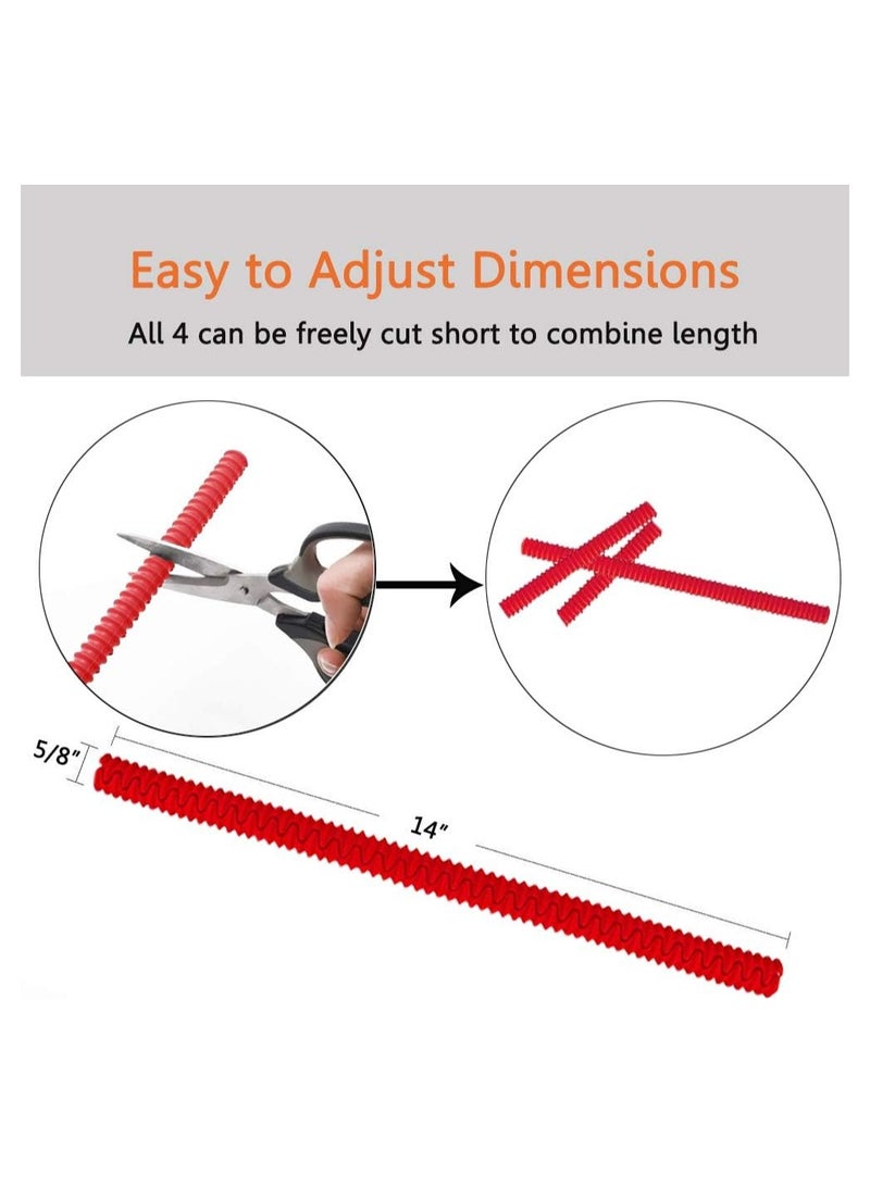 Oven Rack Shields, 4 Pack Heat Resistant Silicone Oven Rack Cover 14 Inches Long Oven Rack Edge Protector, Protect Against Burns and Scars Protector Hot Strip (Red) - Image 5