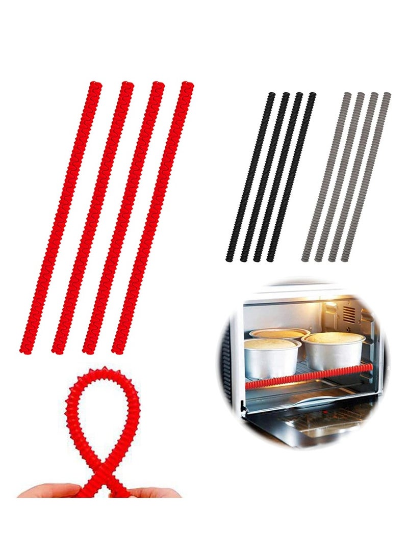 Oven Rack Shields, 4 Pack Heat Resistant Silicone Oven Rack Cover 14 Inches Long Oven Rack Edge Protector, Protect Against Burns and Scars Protector Hot Strip (Red) - Image 1