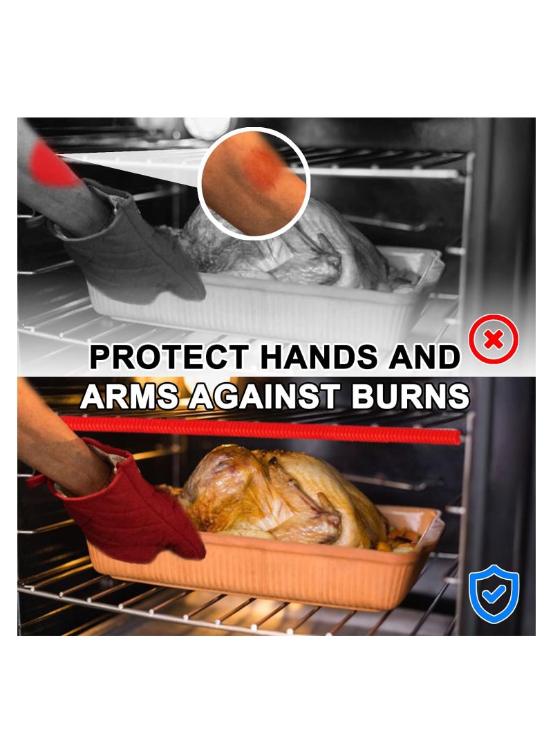 Oven Rack Shields, 4 Pack Heat Resistant Silicone Oven Rack Cover 14 Inches Long Oven Rack Edge Protector, Protect Against Burns and Scars Protector Hot Strip (Red) - Image 3